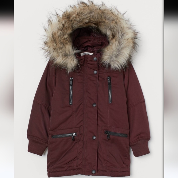 H&M Girls Toddler Maroon Parka Jacket Coat 2y-3y - Picture 1 of 11